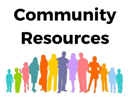Button with outlines of people and text that says 'Community Resources'