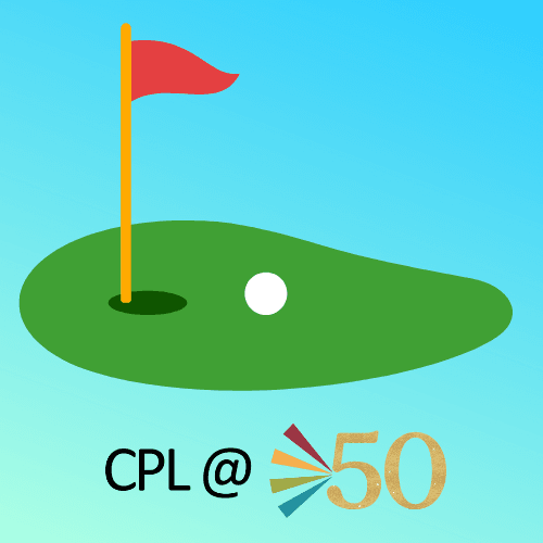 Image of a golf flag and golf ball